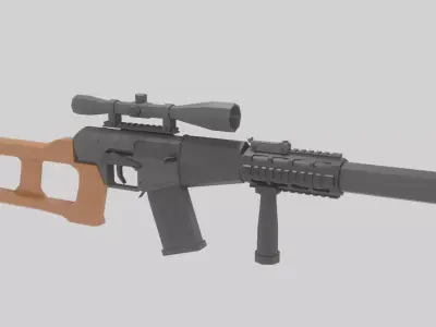 Low Poly VSS Vintorez Custom Free low-poly 3D model