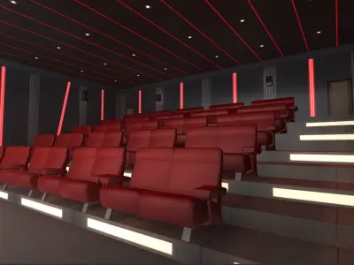 Cinema Halls Pack01 Low-poly 3D model