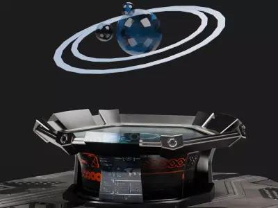 Sci-fi Command Center Table Low-poly 3D model
