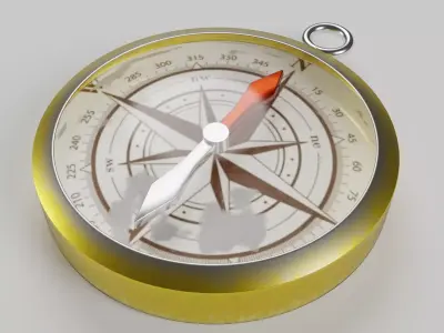 Compass - Low Poly gold Low-poly 3D model