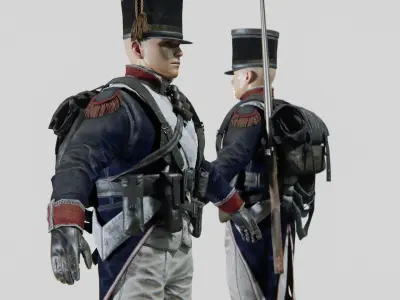 Soldier Napoleon Infantry Rigged Low-poly 3D model