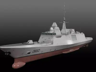 FREMM class Frigate D650 Aquitaine Low-poly 3D model