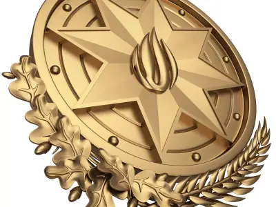 Coat of arms of Azerbaijan Gold Low-poly 3D model