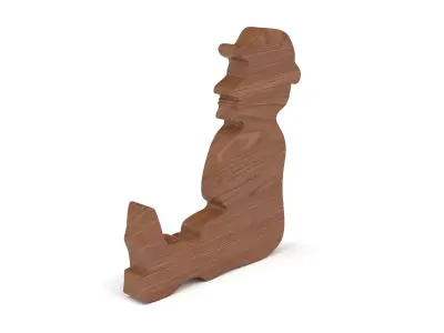 Wooden toy seated man 3D model