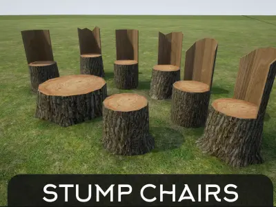 Stump Chair Low-poly 3D model