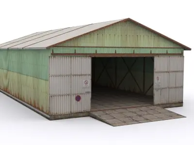 Hangar-1 shed Low-poly 3D model
