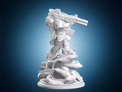Space Marine with Heavy Bolter 3D print model