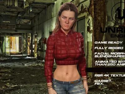 Zombie Hunter full rigged - game ready - animated Low-poly 3D model