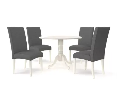 Dining Set Linen White Free 3D model