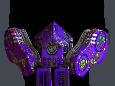 Gas mask helmet 3d model scifi Low-poly Low-poly 3D model