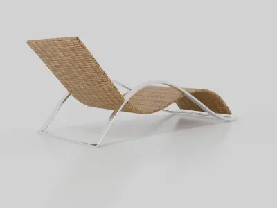 Honey brown Curved Woven chair Free 3D model
