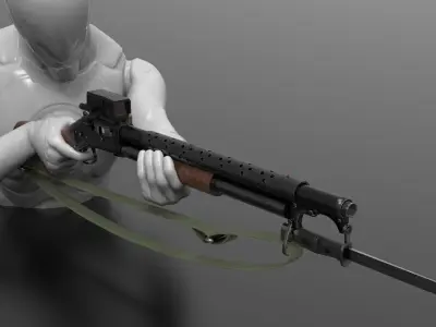 Winchester Model 1897 Shotgun Fps - Tps Low-poly 3D model