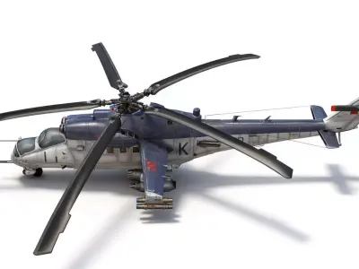 Low-Poly Attack Helicopter Mil Mi-24 Hind 3D model
