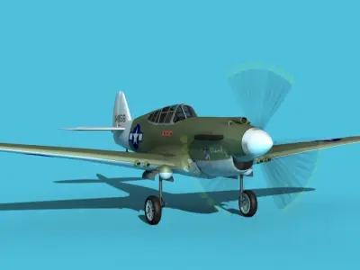 Curtiss P-40B Warhawk V14 USAAF 3D model