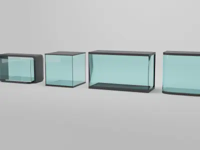 Aquarium tanks for home fish and room decoration  Low-poly 3D model