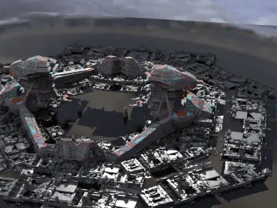 Moon base pad base with extras 3D model
