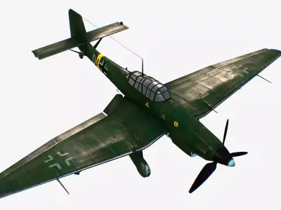 German bomber ground-attack Junkers Ju 87 Stuka Low-poly 3D model