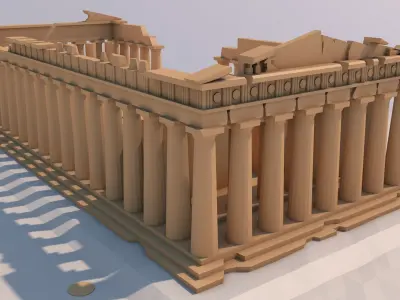 Low Poly Parthenon in Athens Greece Landmark Low-poly 3D model