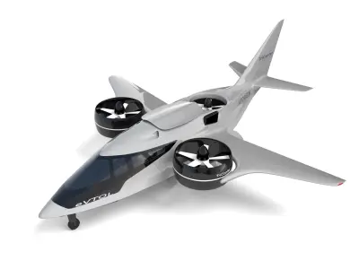 Aircraft Electric TriCopter eVTOL with Interior 3D model