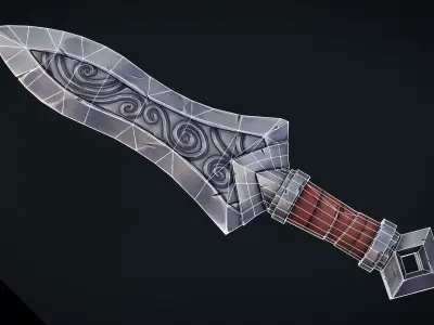 Stylized Fantasy Dagger - Game Ready Hand Painted Weapon Low-poly 3D model