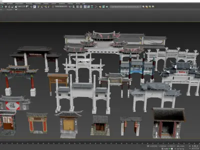 Chinese Ancient Building City Gate 3D model