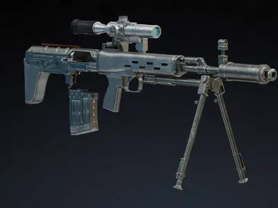 Dragunov SVU Low Poly Realistic Low-poly 3D model