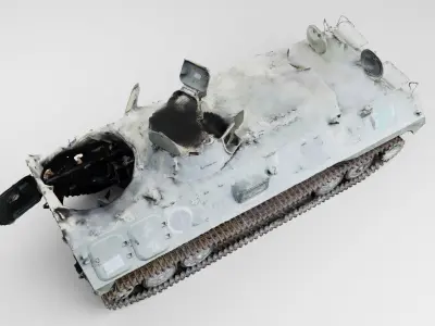 russian MT-LB multi-purpose towing vehicle destroyed in Ukraine 3D model