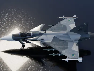 SAAB JAS-39 Gripen Low-poly 3D model