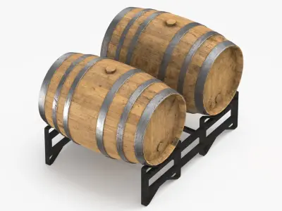 Barrel Wood Rack and Stacked(1) 3D model