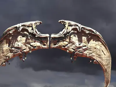 Angel Wings of Stone Curved 2  3D model