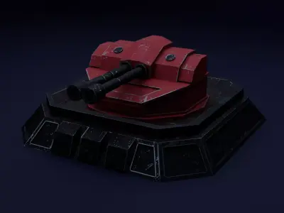 Sci-Fi Gun Turret Set x4 - Game Ready PBR Low Poly Low-poly 3D model