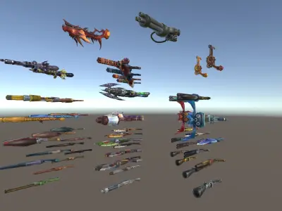 Cartoon Fantasy Weapons Guns Low-poly 3D model