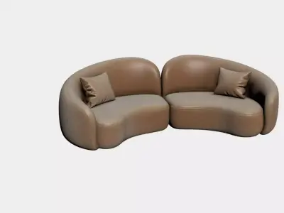 Luxury Curved Sofa Organic Designer Furniture Textures Included Free 3D model 4