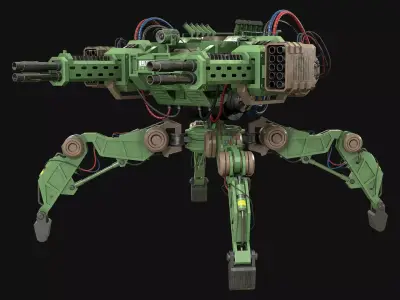 Walking Turret Concept-1-Green 3D model