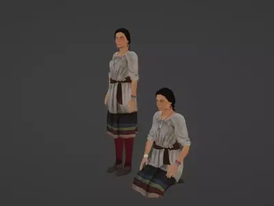 Native American Woman Low-poly 3D model