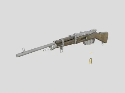 Hunting Rifle-gun model 3d game ready model Low-poly 3D model Low-poly 3D model