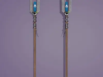 Stylized Melee Weapon Steampunk Spear PBR game ready Low-poly 3D Low-poly 3D model