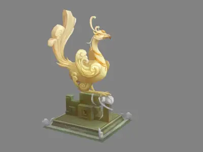 Jade Bird Sculpture Low-poly 3D model