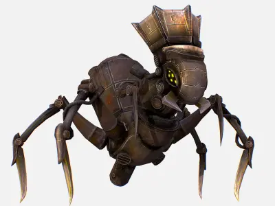 Arthropod Metal Crab Insect Robot Game Character Low-poly 3D model