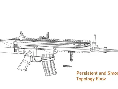 FN SCAR Low-poly 3D model