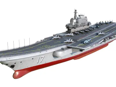 PLA NAVY Type 001A class aircraft carrier Shandong ship Low-poly 3D model