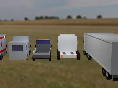 Low Poly Vehicles ambulance in field Free low-poly 3D model