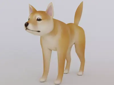 Cartoon Shiba Inu Low-poly 3D model