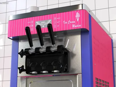 Ice Cream Maker with Ice Cream Cups Collection 3D model