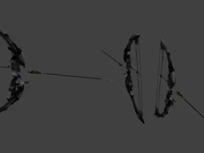 archer bow with arrow low-poly 3d model Low-poly 3D model