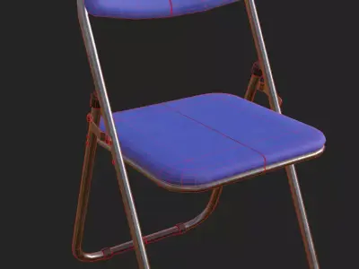 folding chair 3D model Low Poly PBR textures game ready Free low-poly 3D model