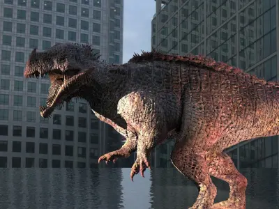 Viking Dinosaur on Stone Base 3D model