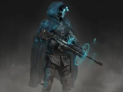 Sci Fi Stealth Sniper Soldier Low-poly 3D model