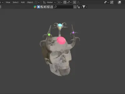 skull king with skeleton design and pebble and grass Free 3D model