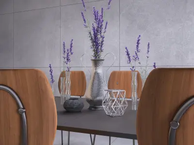 Contemporary Table Set with Props 02 3D model
